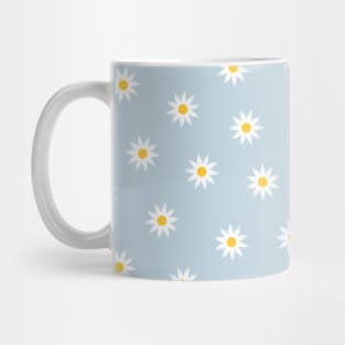 Daisy Flower Pattern, Blue Mug